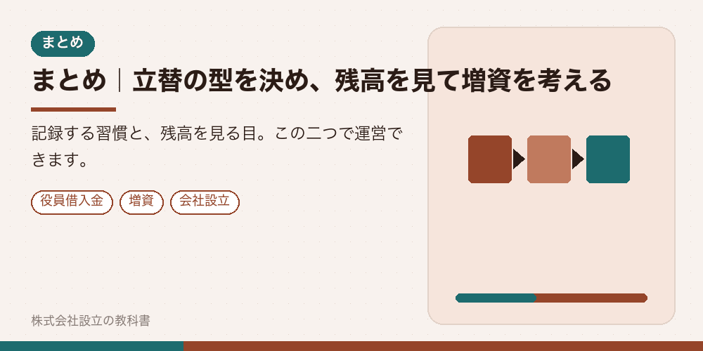 まとめ｜立替の型を決め、残高を見て増資を考える