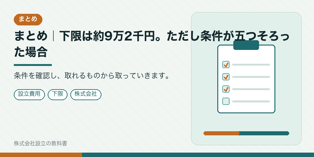 まとめ|下限は約9万2千円。ただし条件が五つそろった場合