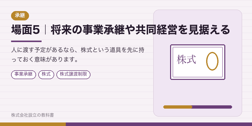 場面5｜将来の事業承継や共同経営を見据える