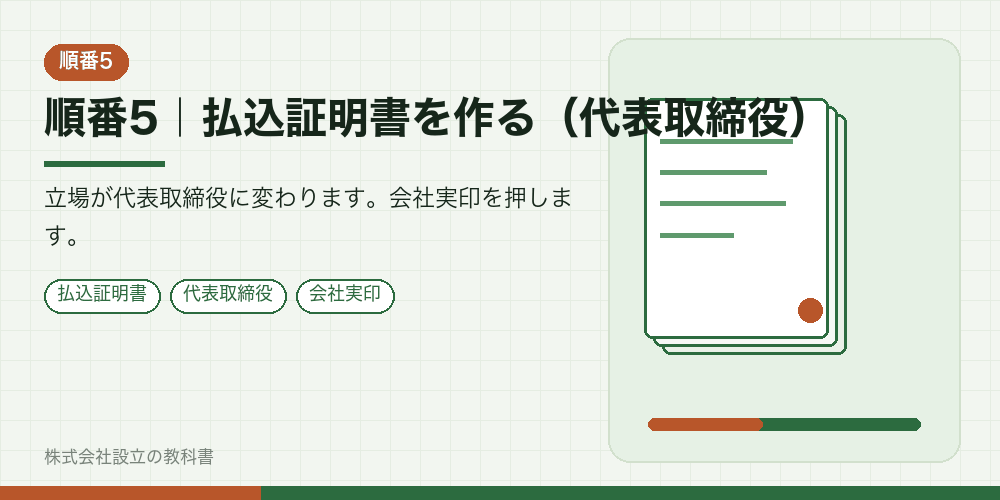 順番5｜払込証明書を作る（代表取締役）