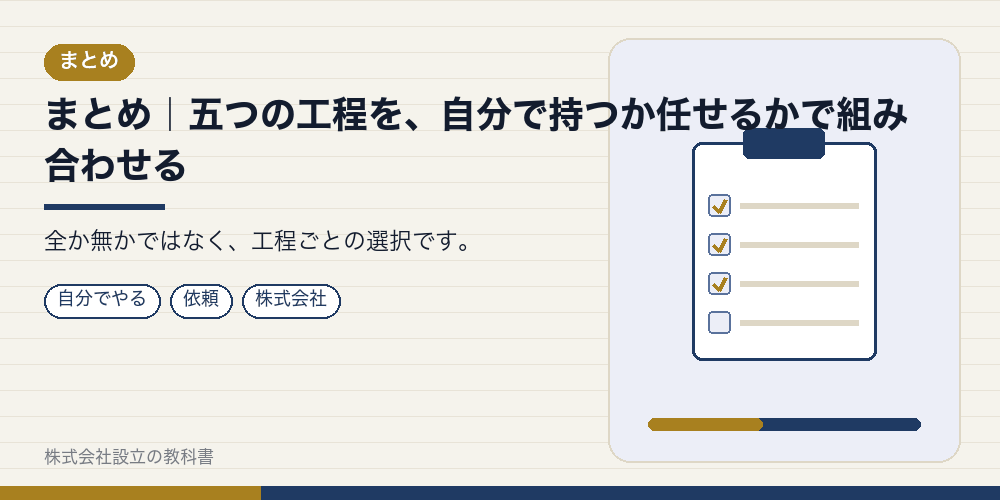まとめ|五つの工程を、自分で持つか任せるかで組み合わせる