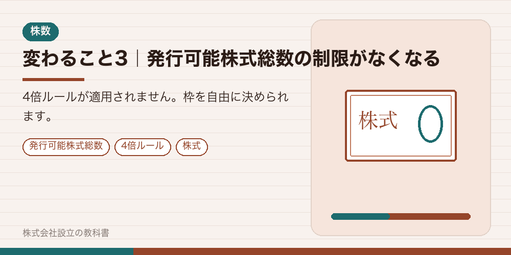 変わること3｜発行可能株式総数の制限がなくなる