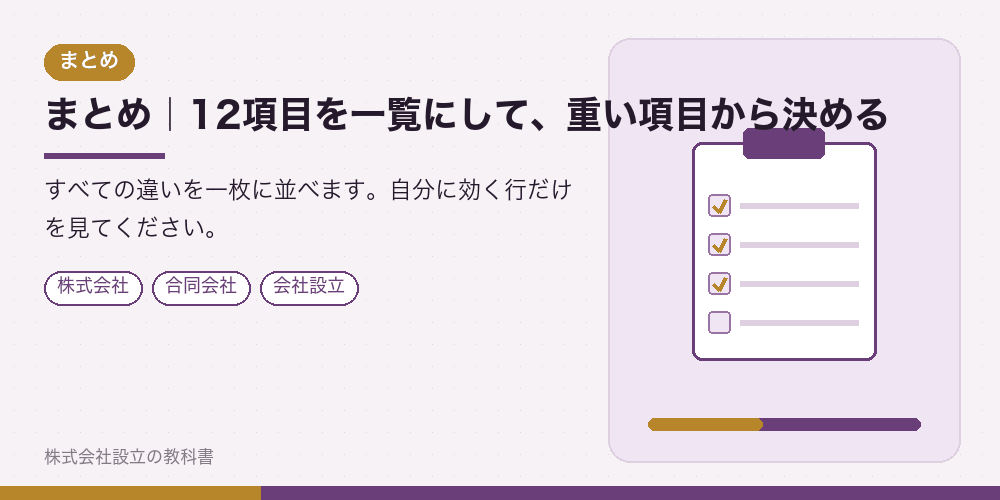 まとめ｜12項目を一覧にして、重い項目から決める