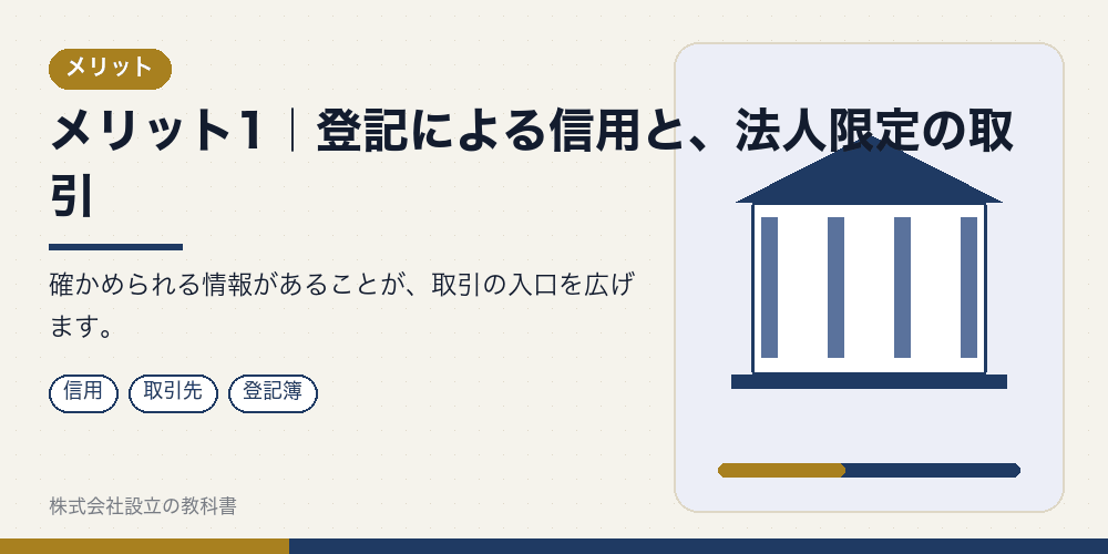 メリット1|登記による信用と、法人限定の取引