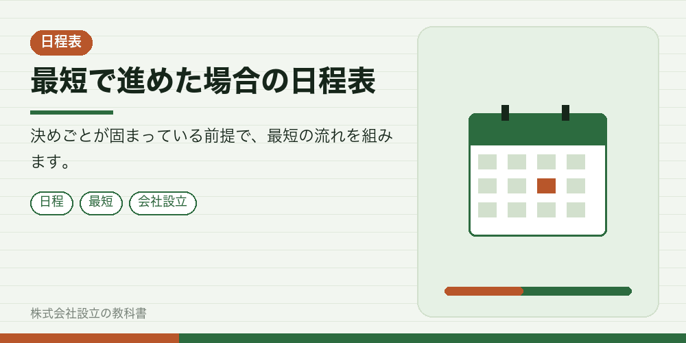 最短で進めた場合の日程表