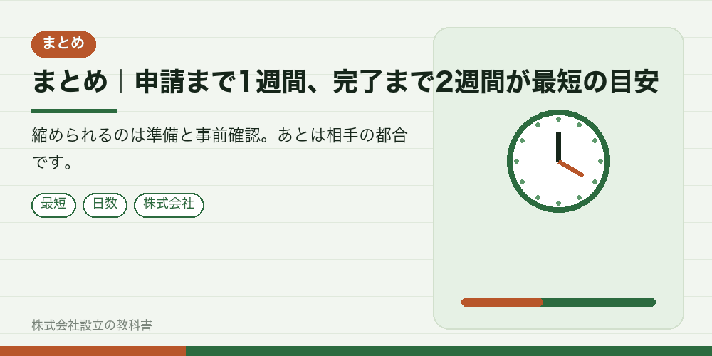 まとめ｜申請まで1週間、完了まで2週間が最短の目安