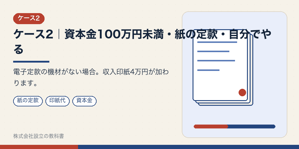 ケース2｜資本金100万円未満・紙の定款・自分でやる