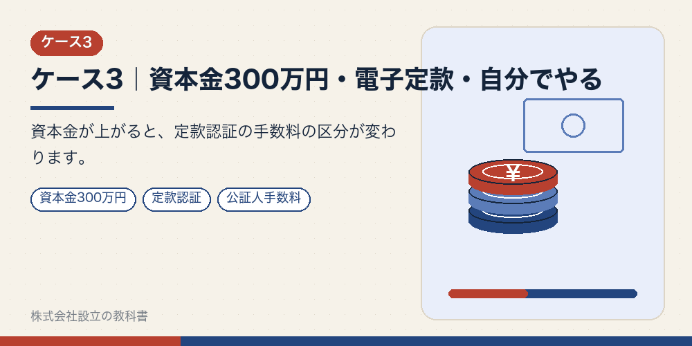 ケース3｜資本金300万円・電子定款・自分でやる