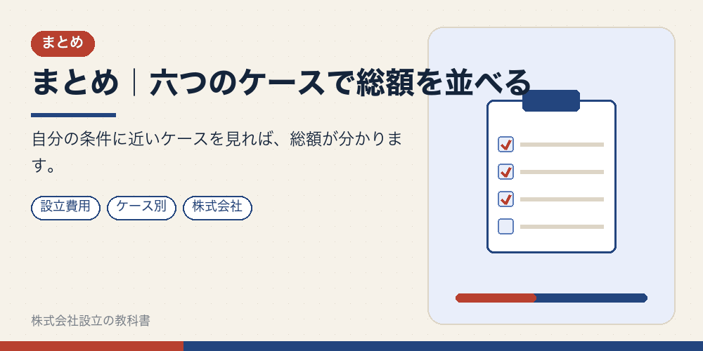 まとめ｜六つのケースで総額を並べる