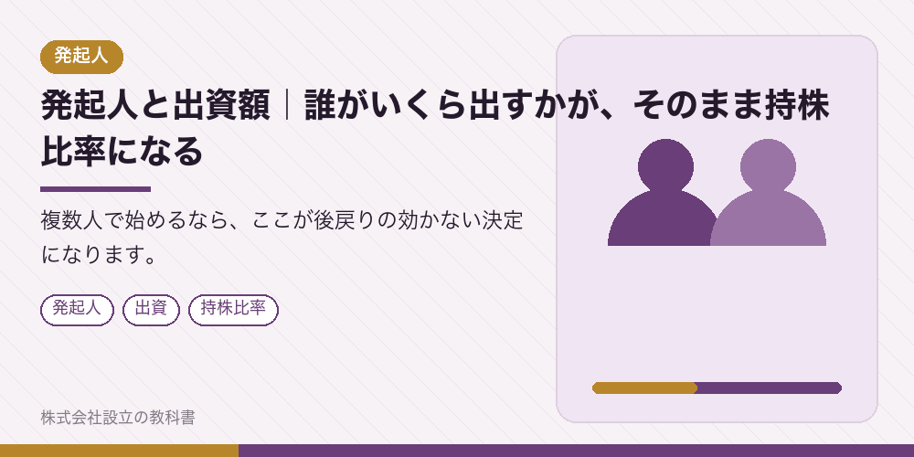 発起人と出資額｜誰がいくら出すかが、そのまま持株比率になる