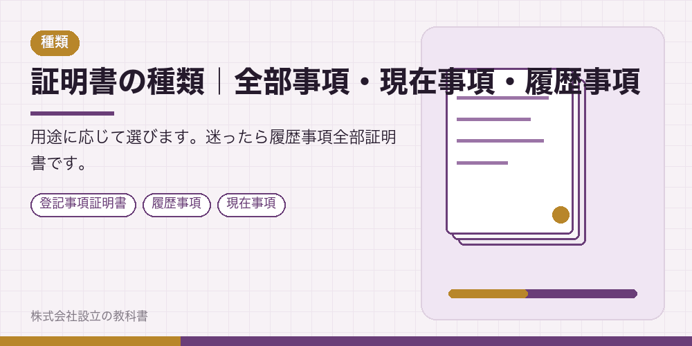 証明書の種類|全部事項・現在事項・履歴事項