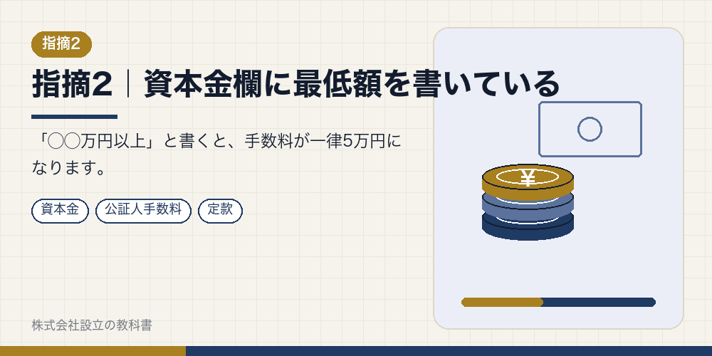 指摘2|資本金欄に最低額を書いている