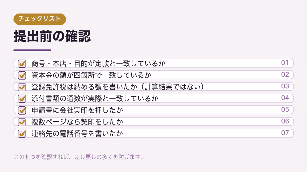 提出前の確認