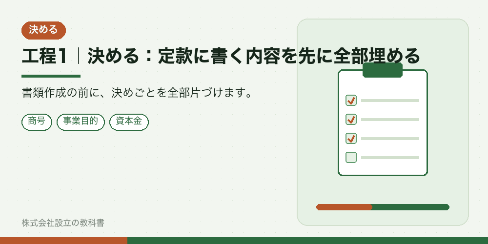 工程1｜決める：定款に書く内容を先に全部埋める